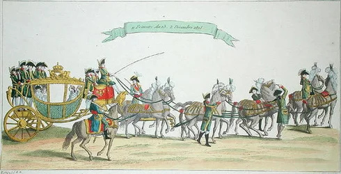 Napoleón Bonaparte (1769-1821) camino de Notre Dame para su coronación, 2 de diciembre de 1804